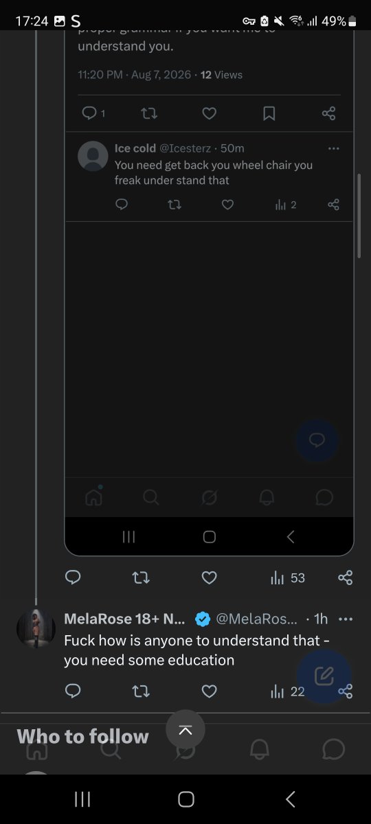 Icesterz's tweet photo. @VisceralVixen69  trying to get your monkeys to try diss my dislexer now I thought there more about you we both got things worng with us https://t.co/CcjYu8tBak
