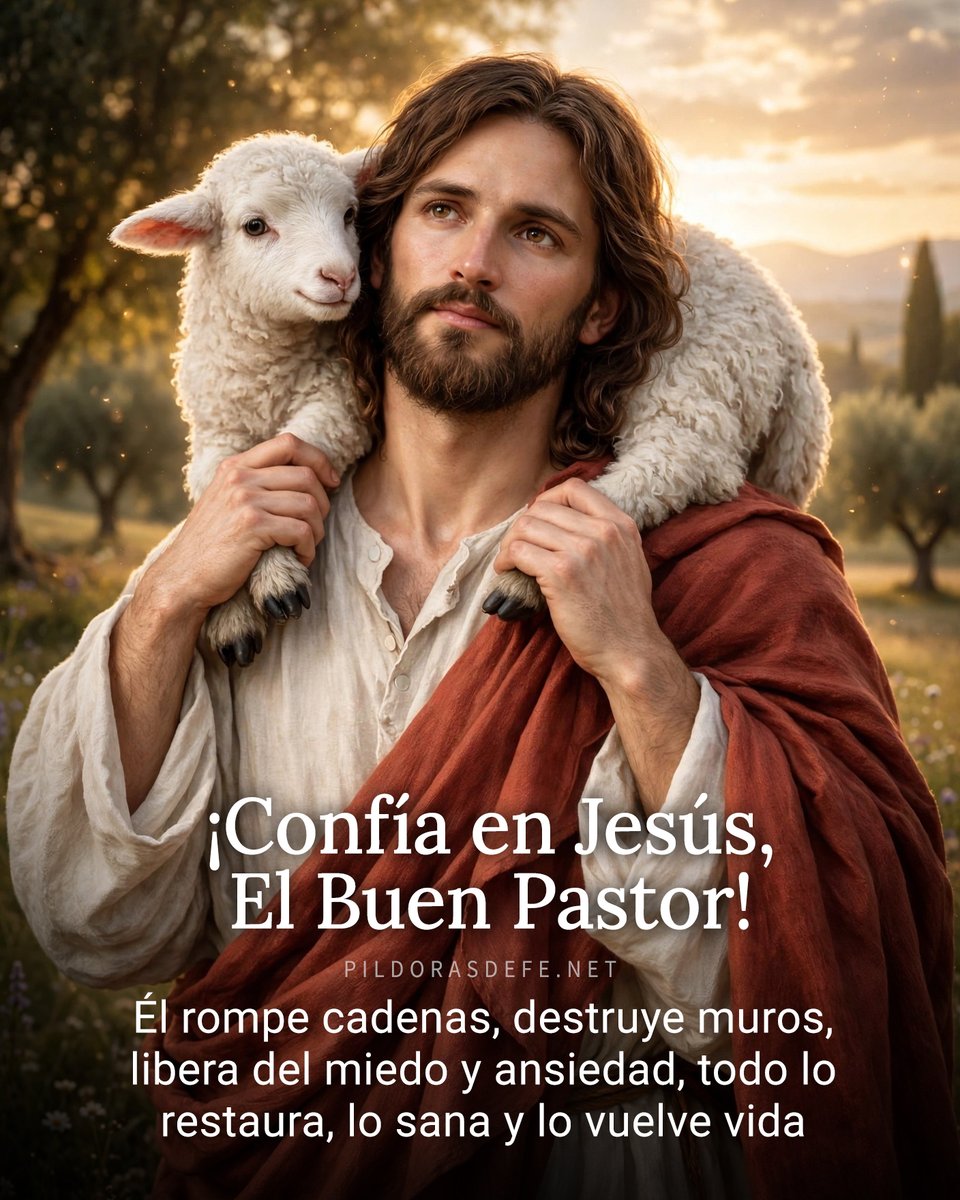 Pildorasdefe's tweet photo. Confía en Jesús, Él es tu Buen Pastor que rompe cadenas, destruye muros, libera del miedo, todo lo restaura, todo lo sana, todo lo vuelve vida.

Él es el Dios de los imposibles, el que siempre sorprende de maneras misteriosas. ¡Es el Dios que te levanta en victoria!

¡Confía! 🙌 https://t.co/kp0fG4u972