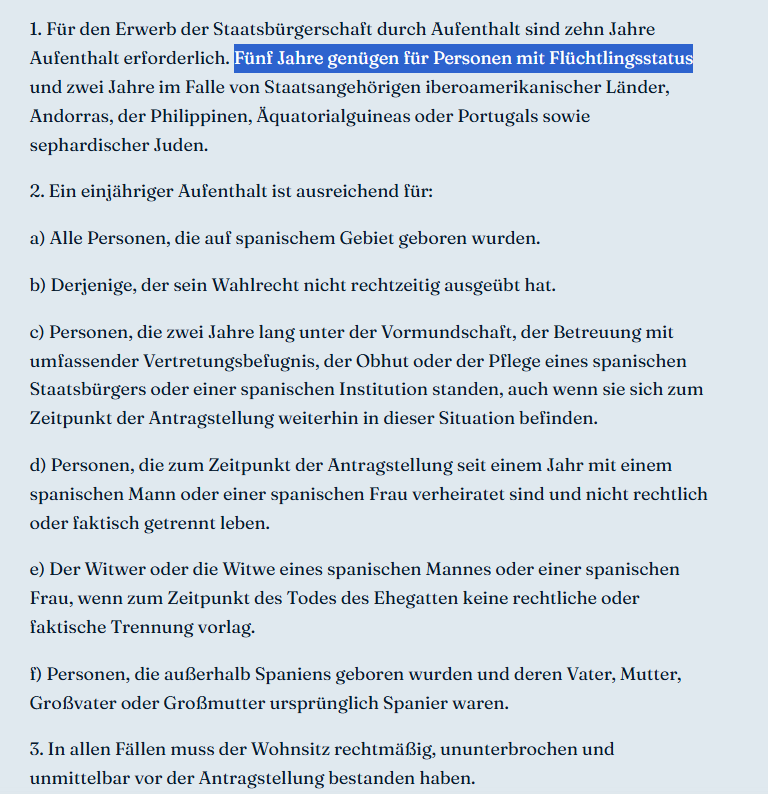 Haintz_MediaLaw's tweet photo. Spanien: Der EU-Bürger als Bürger 2. Klasse

Es ist schon erstaunlich, dass man in Spanien als anerkannter Flüchtling innerhalb von 5 Jahren die Staatsbürgerschaft erhalten kann, was für Bürger der Europäischen Union erst nach 10 Jahren möglich ist.