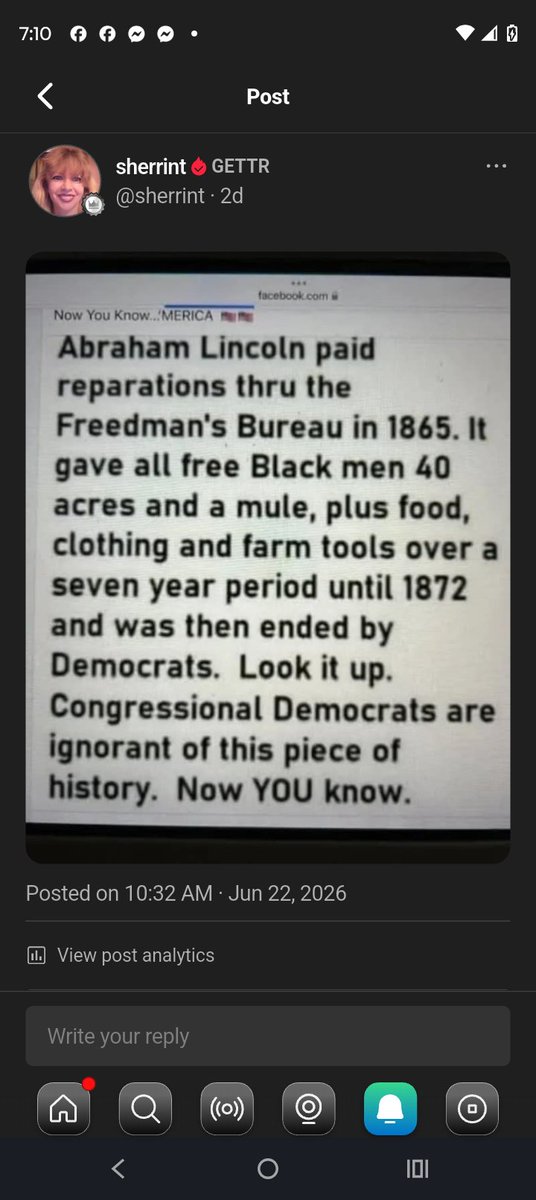 smtishot's tweet photo. Once again you people are not owed anything.  You were never a slave and your ancestors were paid in full ..hope this helps had you learned anything in history classes you would r known this stop looking for handouts YOU DUDNT EARN ! grow up and make your own money like everyone else in this country