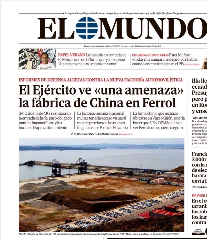 sanchezdelreal's tweet photo. Clamando en el desierto hace años.  Por fin se empieza a señalar el riesgo de China en España. https://t.co/DDd1J3Y4tU