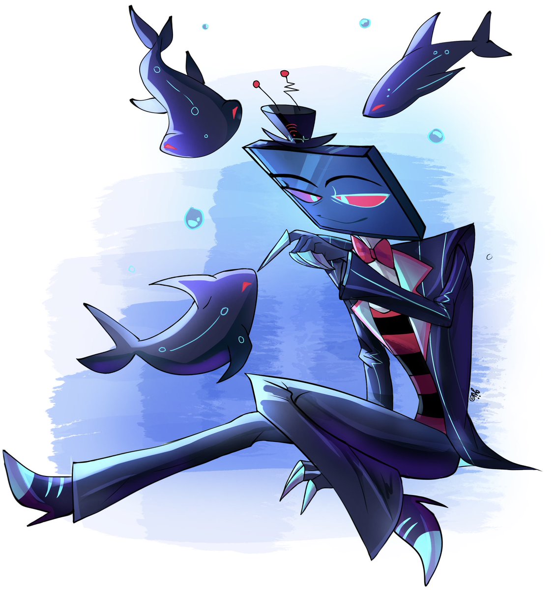 giiscribbz's tweet photo. blue hour 💙🦈 #Hazbinhotel #Vox https://t.co/9EHenySmCt