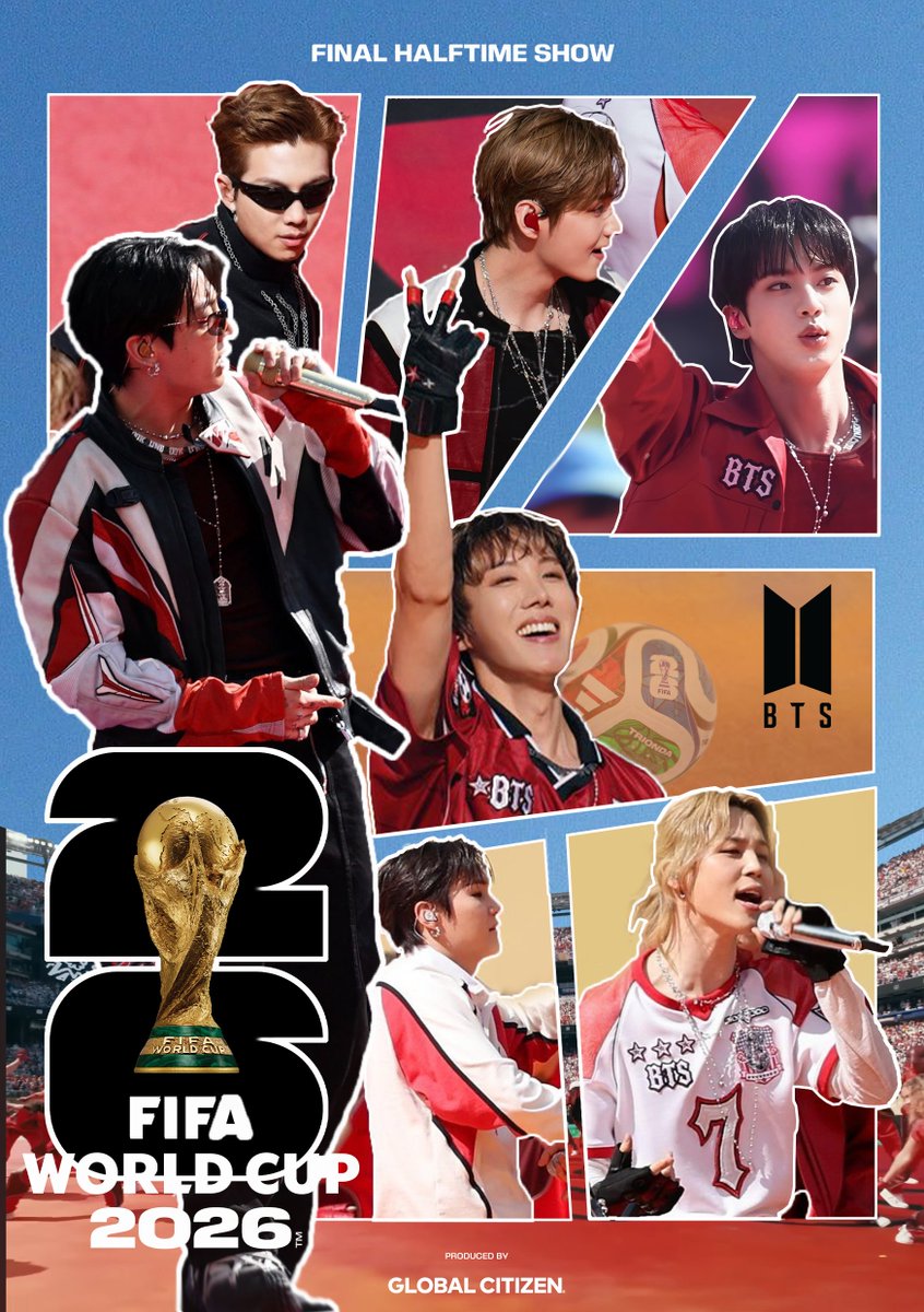 RiiDrawsArt's tweet photo. First attempt at graphic design, using my fave idols @BTS_twt 💜
Poster for the FIFA halftime show 2026
#BTSxFIFAWorldCup2026 https://t.co/ssj3KxQAQQ