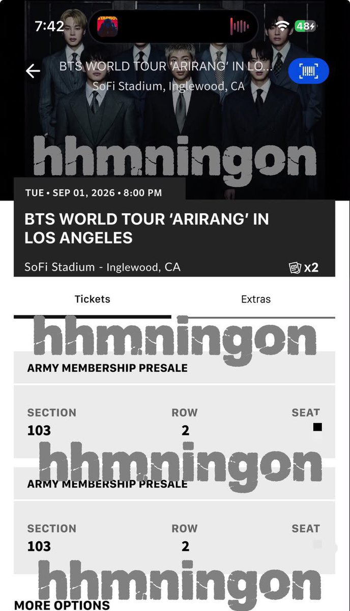 emmtixx's tweet photo. WTS two(2) bts LA lowerbowl tickets 09/01

want face value (best offer) 

willing to facetime :)

bts arirang world tour sofi stadium los angeles wtt wtb
#BTS_ARİRANG https://t.co/vOU1QEUQzc