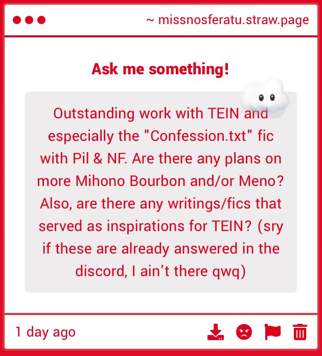 MissNosf's tweet photo. #UMtein Despite us being on break from TEIN/Uma in general we have a “I miss…” Rewrite that adds context to MB and Meno’s life. Inspo wise there wasn’t a lot bc when we posted there wasn’t rlly any uma darkfic. There was a vodka/gimlet fic we liked tho! We’ll find the name of it https://t.co/1vq0hHBUN7