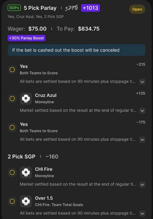 parlaybet5's tweet photo. ⚽️ SUNDAY FUNDAY SOCCER LOTTO ⚽️

We’re going BIG today. 😈💰

🎟️ +1013 PARLAY

🔥 Chicago Fire ML
🔥 Chicago Fire Over 1.5 Team Goals
🔥 Club América vs Portland — BTTS
🔥 Cruz Azul ML
🔥 Philadelphia Union vs Necaxa — BTTS

One ticket. +1013. 👀💸

Let’s turn Sunday into a FUNDAY. 🤑🔥

Who’s riding? ⚽️👇
@Playbook