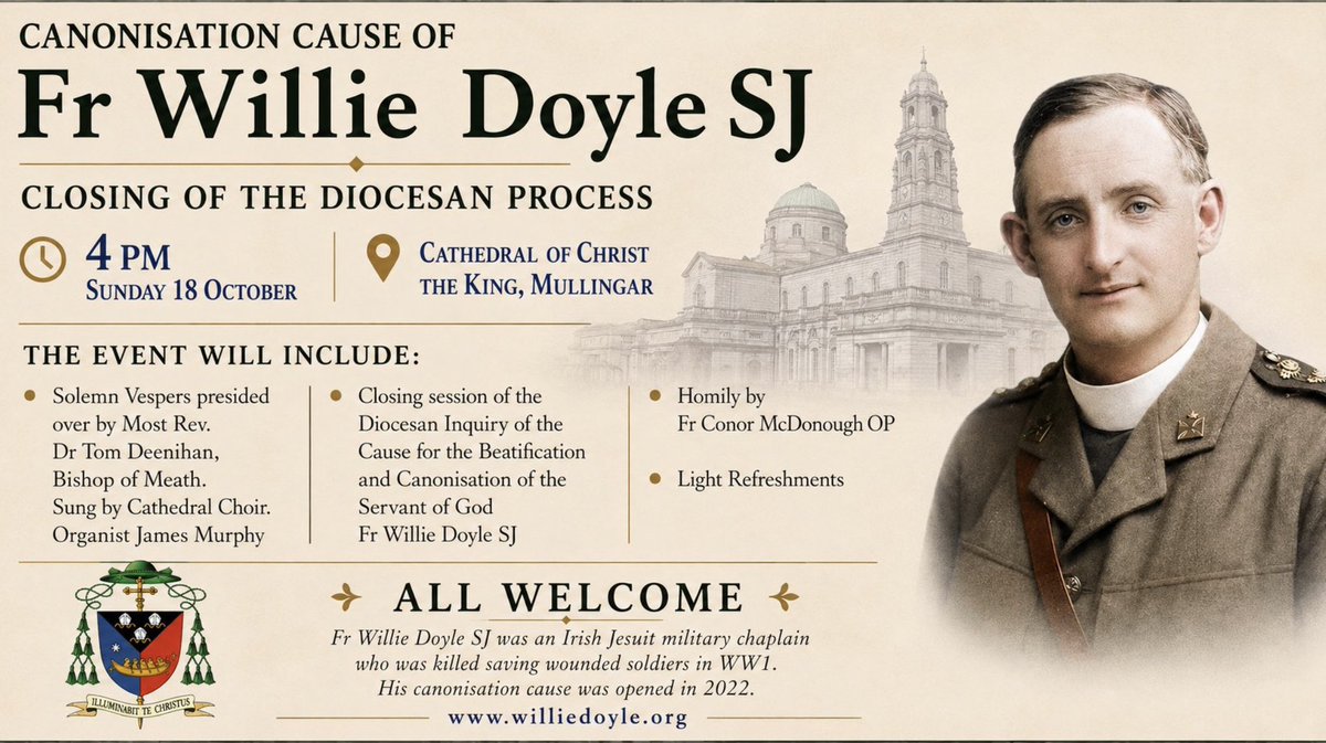 jshocds's tweet photo. Great day at the Fr Willie Doyle Pilgrimage to Knock today. Big announcement by Bishop Deenihan. He will close the Diocesan Inquiry into Fr Willie Doyle on Sunday 18th October coming. The Cause will then begin the Roman phase. So the Process is moving! https://t.co/IXF05mfCeO