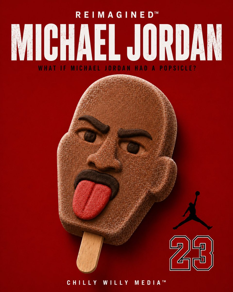 CHILLYWILLY_RI's tweet photo. MICHAEL JORDAN

REIMAGINED™ 001

CHILLY WILLY REIMAGINES one of the most recognizable faces in sports, finished with chocolate features and a strawberry tongue.

#MichaelJordan #MichaelJordanPopsicle #AirJordan #ChillyWillyReimagined  #ChillyWillyMedia https://t.co/dRahkU51Ib