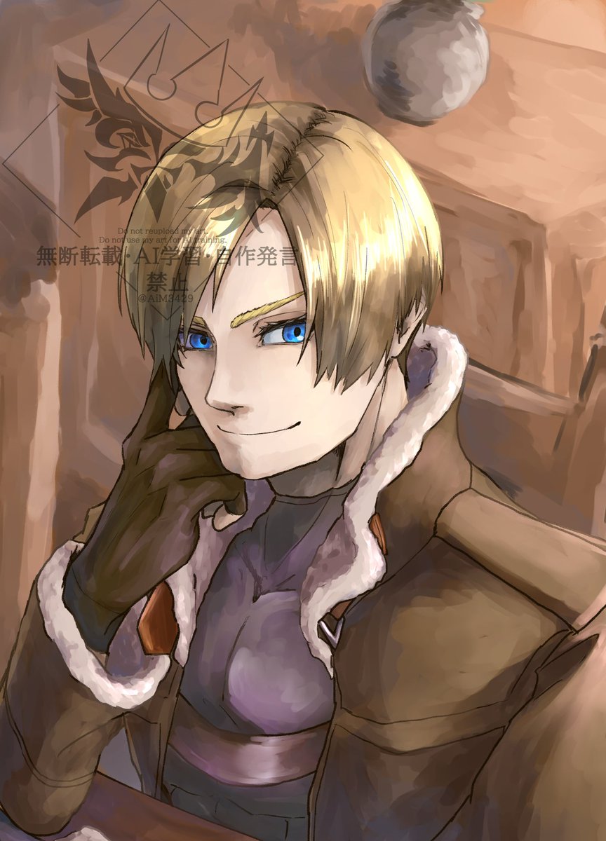 AiM3429's tweet photo. ←初めて一枚絵で描いたレオン
                      最近描いたレオン→
見比べると主に塗りに対する意識そのものも変わった感じがする(キャラデザとかに対する理解度等は除外するとして) https://t.co/xBKJFkL2At