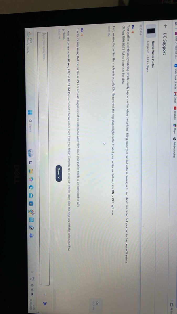 VrindavanDeepak's tweet photo. @UC_Assist very poor customer service. We can not connect you through call. Your Chatbot Ria is a Scam. How can we contact you. Please do not cheat customers. I did very big mistake that I purchased your Native Water purifier. Please do not dorce me to go in Consumer forum. https://t.co/Fmn1UUqbAH