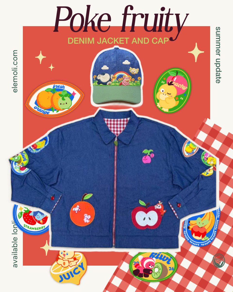elemoli_'s tweet photo. Poke fruity denim jacket and cap! 🧢🍎

Tomorrow 10th August!! https://t.co/u2NFlZWQZQ