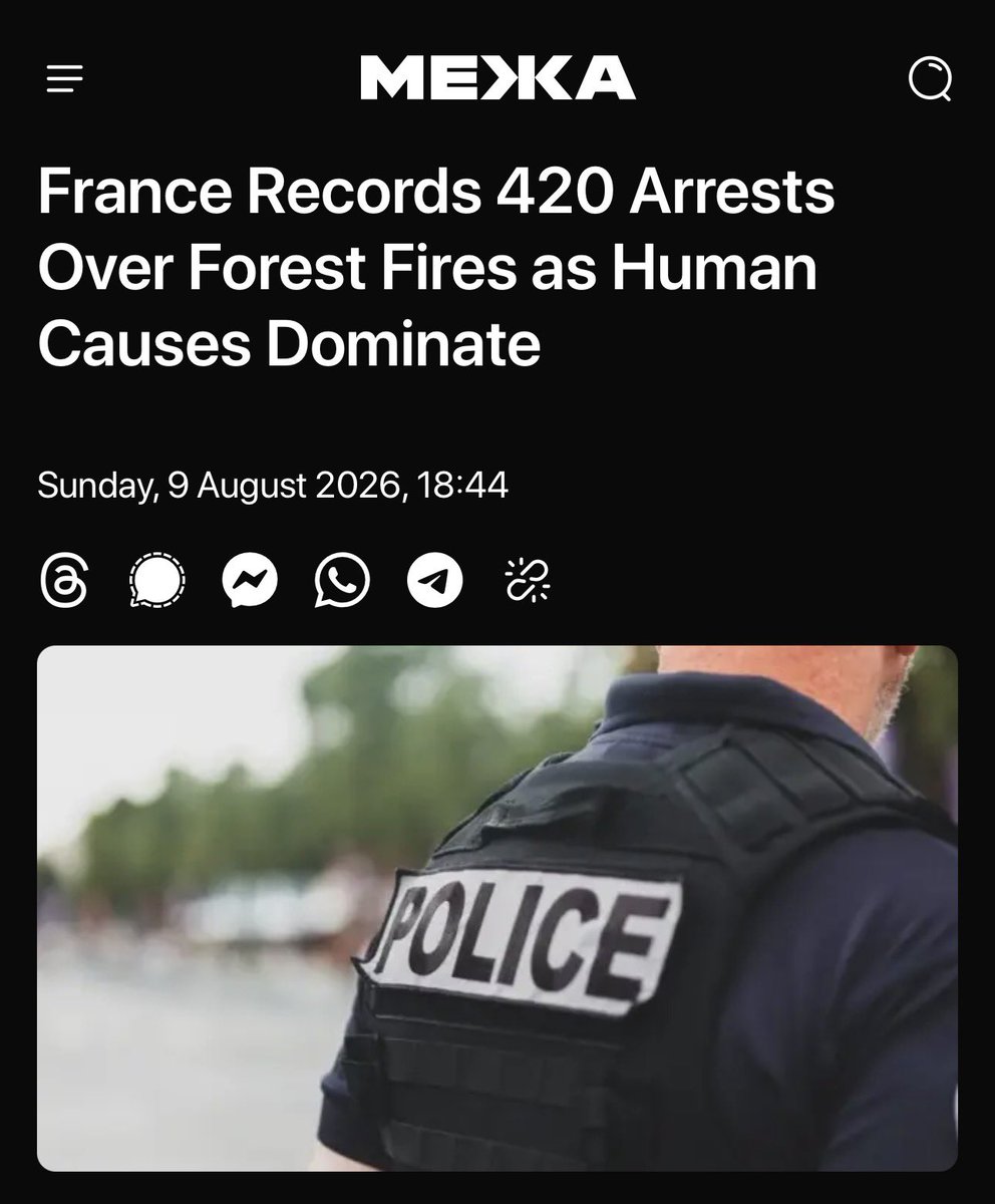 BGatesIsaPyscho's tweet photo. 🚨🇫🇷 French Police have now arrested over 420 people in connection with Arson &amp; the recent devastating wildfires - that have ripped through France

Legacy Media &amp; Politicians are still trying to blame it all on the Climate Change Hoax Scam https://t.co/po2XCNgC7K