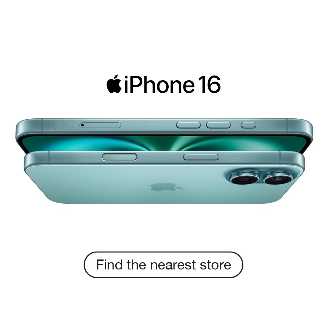 RedingtonAfr's tweet photo. It's so easy to switch to iPhone.

iPhone 16. Featuring Camera Control, A18 chip, and a big boost in battery life.

Find the nearest Apple authorised reseller