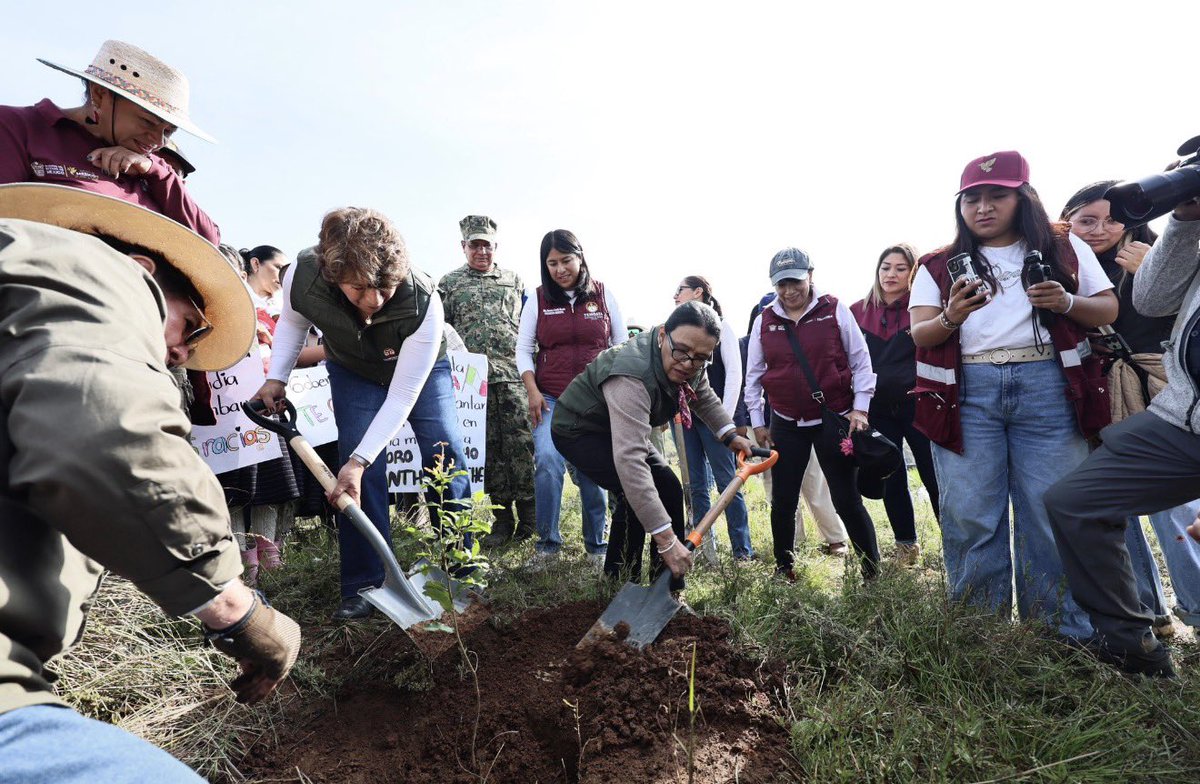 Hans2412's tweet photo. 🔴 ROSA ICELA RODRÍGUEZ SE SUMA A LA JORNADA NACIONAL DE REFORESTACIÓN EN EDOMEX

La secretaria de Gobernación, @rosaicela_ , participó este domingo junto con la gobernadora del Estado de México, Delfina Gómez, en la Jornada Nacional de Reforestación convocada por la Presidenta Claudia Sheinbaum. La funcionaria destacó la importancia de recuperar y proteger los ecosistemas y señaló que cada árbol plantado representa “vida, esperanza y futuro” para México.

#JornadaNacionalDeReforestación