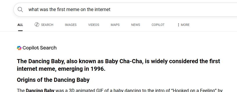 KarmaPump's tweet photo. RT @GEEGdeploys: the first meme ever on the internet was "the dancing baby" https://t.co/KA85WRwjfS
