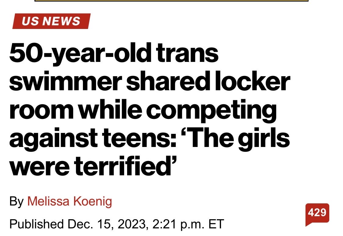 babybeginner's tweet photo. To the people new to this, we all know this story, but I bet you don’t.  This 50 year old man was allowed to compete in the girls’ 12-14 category and change in their locker room in front of them.  “But who cares?”  WE DO. https://t.co/vlJvvNXSNW