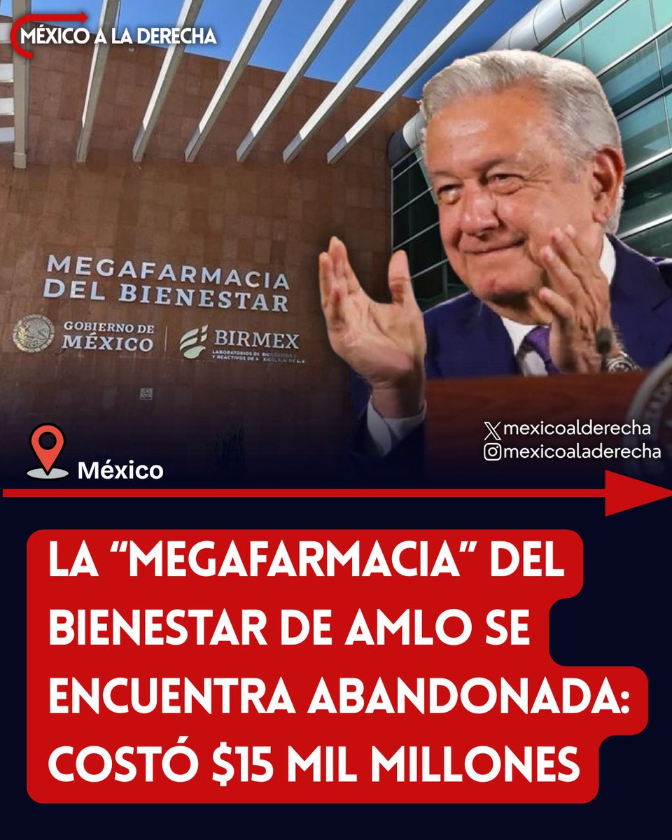 MexicoalDerecha's tweet photo. 🚨🇲🇽/ SE ROBARON TODO

Otro megaproyecto de AMLO que no funciona, no importa cuando leas esto.

La "Megafarmacia" del Bienestar de López Obrador se encuentra totalmente abandonada.

El periódico El Universal documentó que los almacenes donde se guardarían los medicamentos prometidos por AMLO están vacíos y hay apenas 12 camiones estacionados, todos también vacíos.

Casi no hay trabajadores, poco movimiento y una de sus entradas está afectada por un socavón.

Y este chistecito le costó a los mexicanos 15 mil millones de pesos... TODO SE LO ROBARON.

Info El Universal
