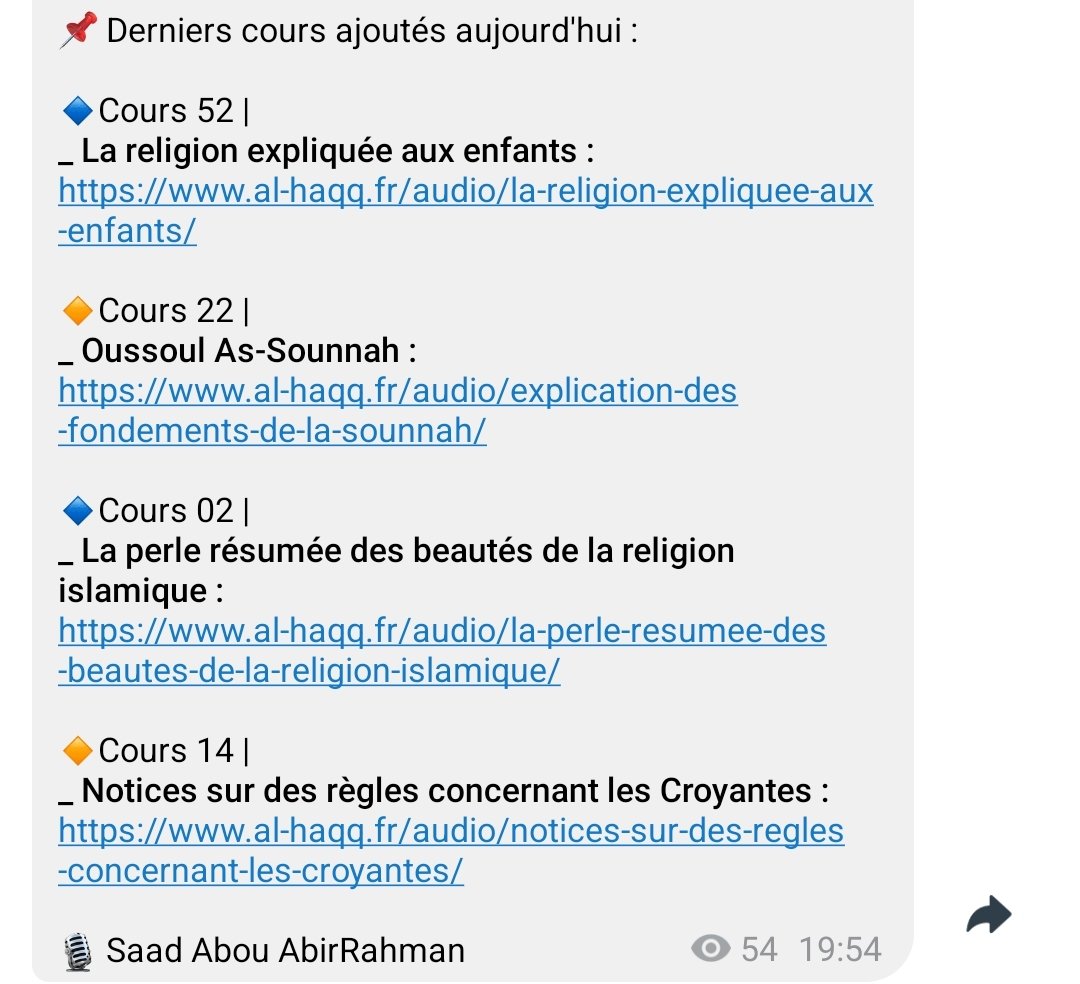 AlhaqqFr's tweet photo. 📌 Derniers cours ajoutés aujourd'hui :

🔹Cours 52 :
https://t.co/RIeeVgVqKG

🔸Cours 22 :
https://t.co/2Rb4MLoCJB

🔹Cours 02 :
https://t.co/sHxE4wzmiY

🔸Cours 14 :
https://t.co/qvfMtoxheE

🎙️ Saad Abou AbirRahman https://t.co/wQ5HaVvatG