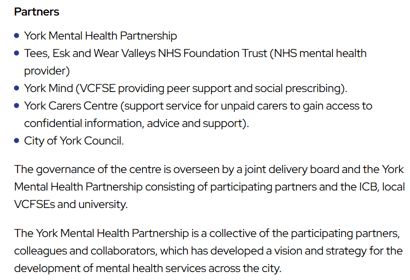 screenedout's tweet photo. All are partnerships between NHS, councils and 'Voluntary, Community, Faith and Social Enterprise' (VCFSE) organisations. One is in a library/community hall. Mind is contributing "peer support and social prescribing" to one of the services. No welfare-to-work providers... yet https://t.co/wzXAQUtHTs