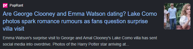 EmWatsonUpdates's tweet photo. Are George Clooney and Emma Watson dating?
🤦‍♀️ https://t.co/kBh0CElSEK