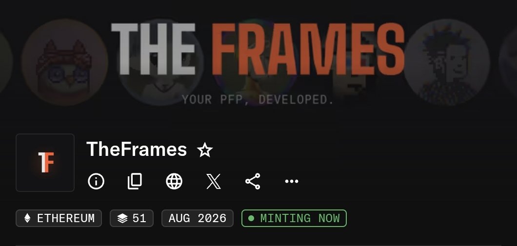 TheFramesETH's tweet photo. Mint is live 😍 https://t.co/fjdW31iQNR
