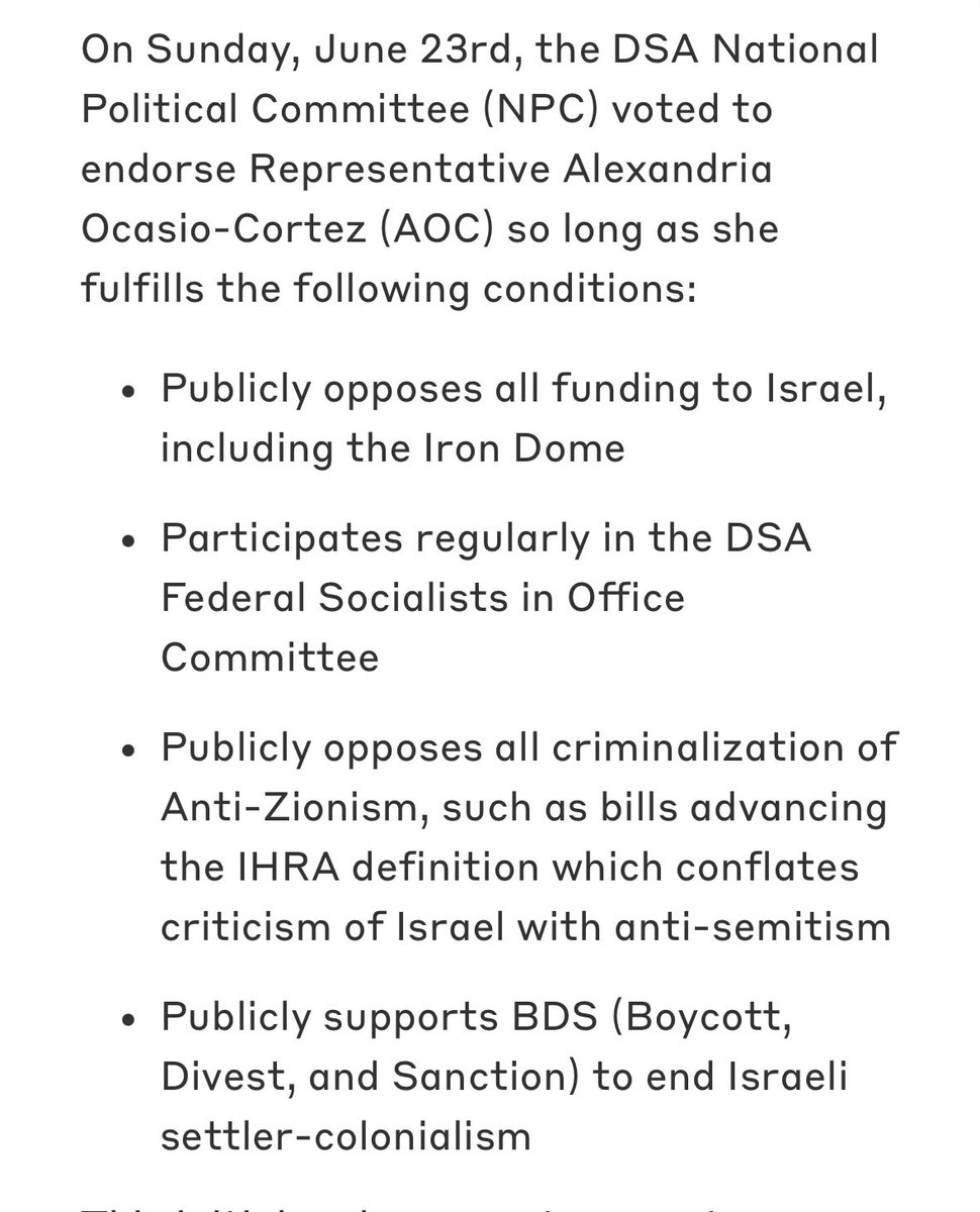 Sarah_pdx's tweet photo. Something which ought to color the discourse about national dsa vs AOC is that the conditions the NPC wanted met would in fact have made her a stronger candidate for 2028 and were not only morally, but also strategically correct. https://t.co/DaFOu04zzy