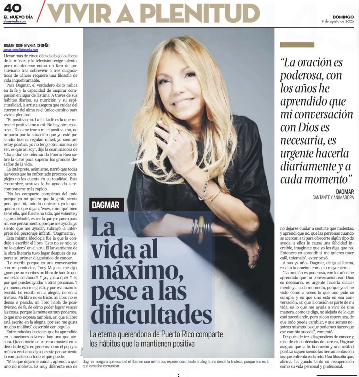 2dagmarDagmar's tweet photo. Gracias primero a Dios por que tuvo misericordia de mí, cuando pensé que no sobreviviría Dios me dijo Ahora es que vas a vivir. Gracias Jomar José Rivera Cedeño y al @ElNuevoDia. Gracias https://t.co/1sLUgtnJnC