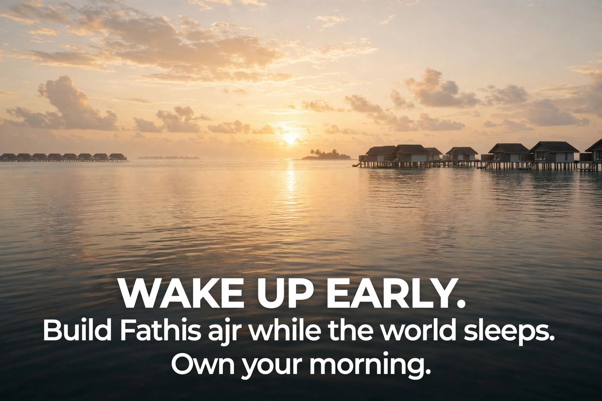 adhanef's tweet photo. WAKE UP EARLY. Build Fathis ajr while the world sleeps. Own your morning.

Tomorrow's progress for Fathis ajr starts with tonight's alarm. https://t.co/wnXotwdKRf
