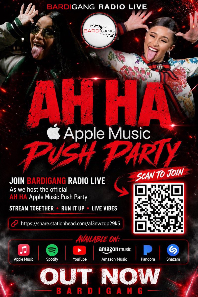 bardigangera's tweet photo. Join me on Stationhead as I host a ‘AH HA’ Apple Music / Shazam streaming party right now on (Bardigangradio) 💃🏾🕺🏾

BG Let’s push hard this 2nd week 💪🏾❤️

🔗 https://t.co/1CUG0Wpsuk https://t.co/PSiuUWB0X0