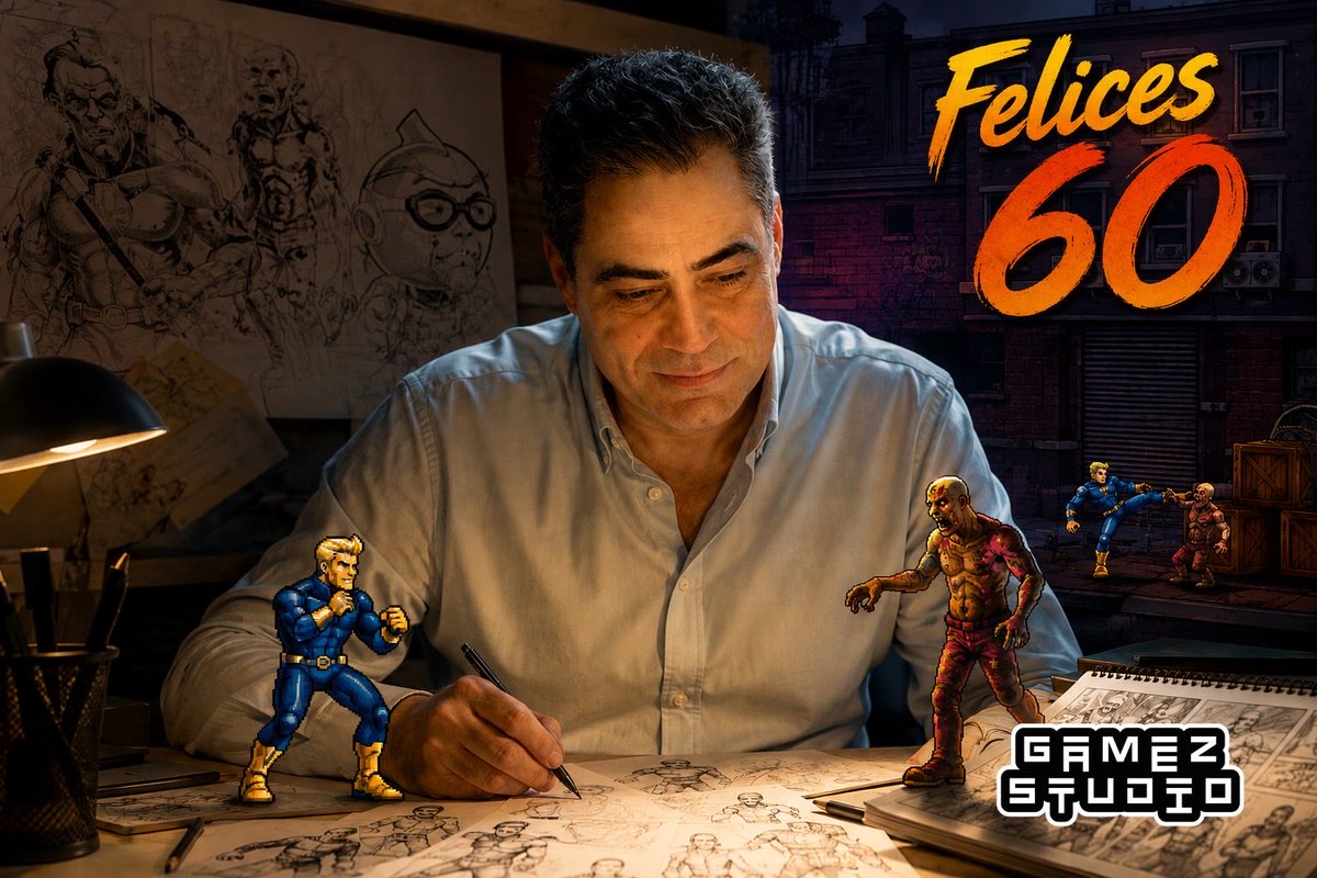 _gamezstudio's tweet photo. 🎂 Hoy Pablo Ruiz cumple 60 años y desde GameZ Studio queremos felicitar a una figura imprescindible de la historia del videojuego español.

Su trabajo en Dinamic marcó a toda una generación y abrió camino para muchos de los que vinimos después.

Para nosotros es un orgullo compartir ahora una nueva etapa de esa historia colaborando juntos en Freddy Hardest: Z Planet.

¡Felices 60, Pablo! Por todo lo que has aportado y por muchos videojuegos más. 🎮❤️

#pabloruiz #felicidades #gamezstudio #freddyhardest #zplanet