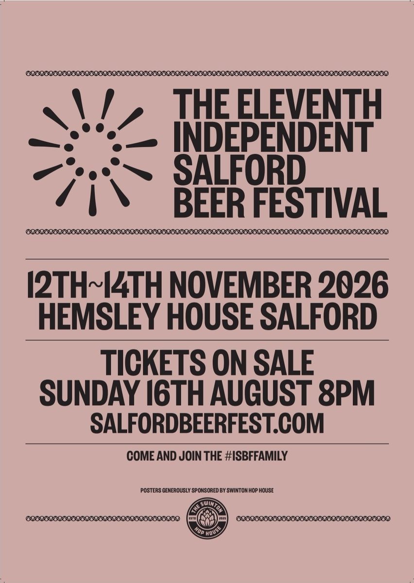salfordbeerfest's tweet photo. #FinalReminder

If you have a ticket to the #ISBFXI Ticket Launch Bash next weekend at The Marble Arch, you have been sent an email! https://t.co/6C3HWVs9GV