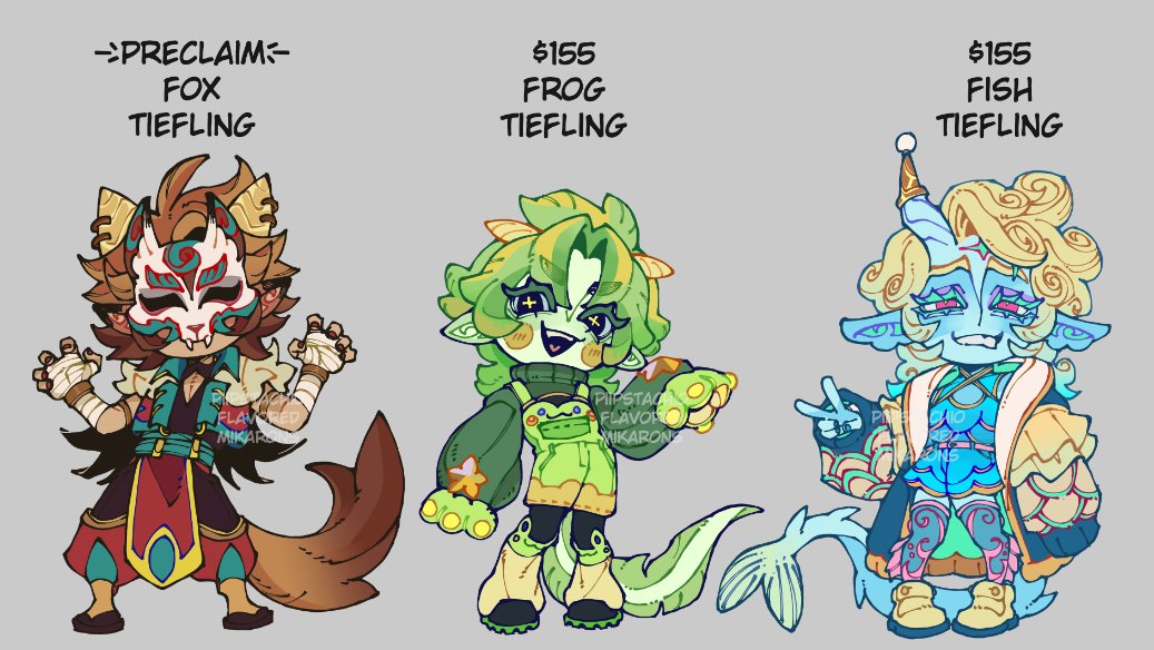 piipstachio's tweet photo. 🦊🐸🐟 Animal themed trio adopt / adoptables are now up! https://t.co/Ld86tqwtww