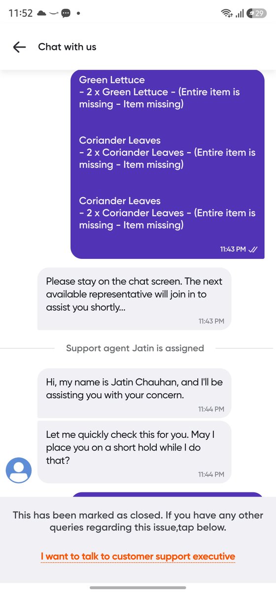 VamshiKrishnaHR's tweet photo. @Swiggy @SwiggyCares @Swiggycaresnot I have placed an order-245261739104201 at 9:45 PM and got delivered at 11:40. took almost 2 hours and now few items are missing. Now they are not refunding the amount and closing the chat. very rude.. cheating the customers is not at all good https://t.co/GkwvtERLqV