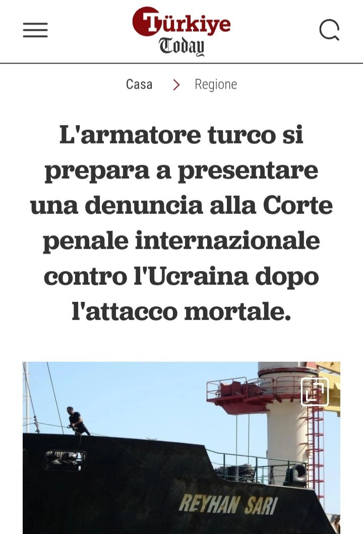 itsmeback_'s tweet photo. 🔴 NAVE TURCA ATTACCATA: CAUSA CONTRO L'UCRAINA PRESSO LA CORTE PENALE INTERNAZIONALE.

#Turchia #ukraine

Il proprietario della nave mercantile turca MV Reyhan Sarı, attaccata dalle forze ucraine nel Mar Nero a luglio, ha annunciato l'intenzione di citare in giudizio l'Ucraina davanti alla Corte penale internazionale.

Secondo il portale HaberDenizde, la denuncia sostiene che l'attacco alla nave turca sia stato intenzionale e possa configurare un crimine contro l'umanità.

L'attacco, avvenuto al largo di Novorossiysk, ha provocato la morte di un cittadino turco e il ferimento di altre tre persone.

Al momento dell'incidente, la MV Reyhan Sarı, battente bandiera turca, aveva lasciato il porto russo di Taman con un carico di carbone diretto a Trabzon.

- Giuseppe Salamone

https://t.co/gWug3rRcJz