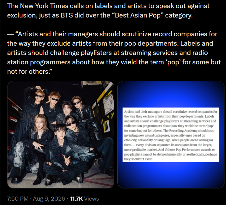 jk_phoria's tweet photo. New york Times came to end GRAMMY huhh. They spit fire by dropping this amazing article🔥🔥 https://t.co/2NdnxeAOyB