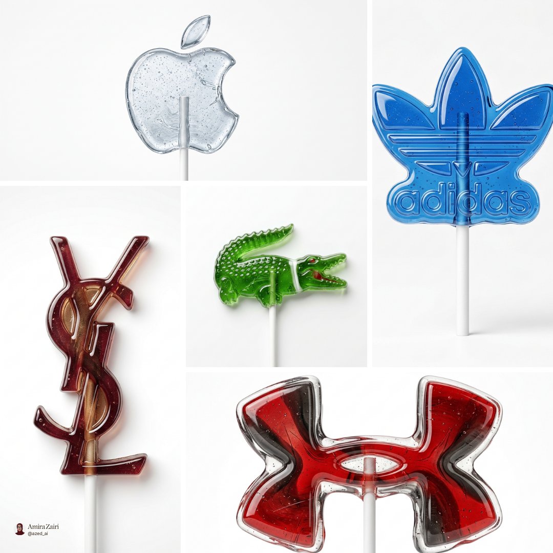 azed_ai's tweet photo. Creative Workflow / Nano Banana

Luxury brands, reimagined as crystal-clear lollipops

This Nano Banana prompt blends iconic branding with translucent candy textures to create playful concepts that look almost good enough to eat

Prompt below https://t.co/7903axiCg4