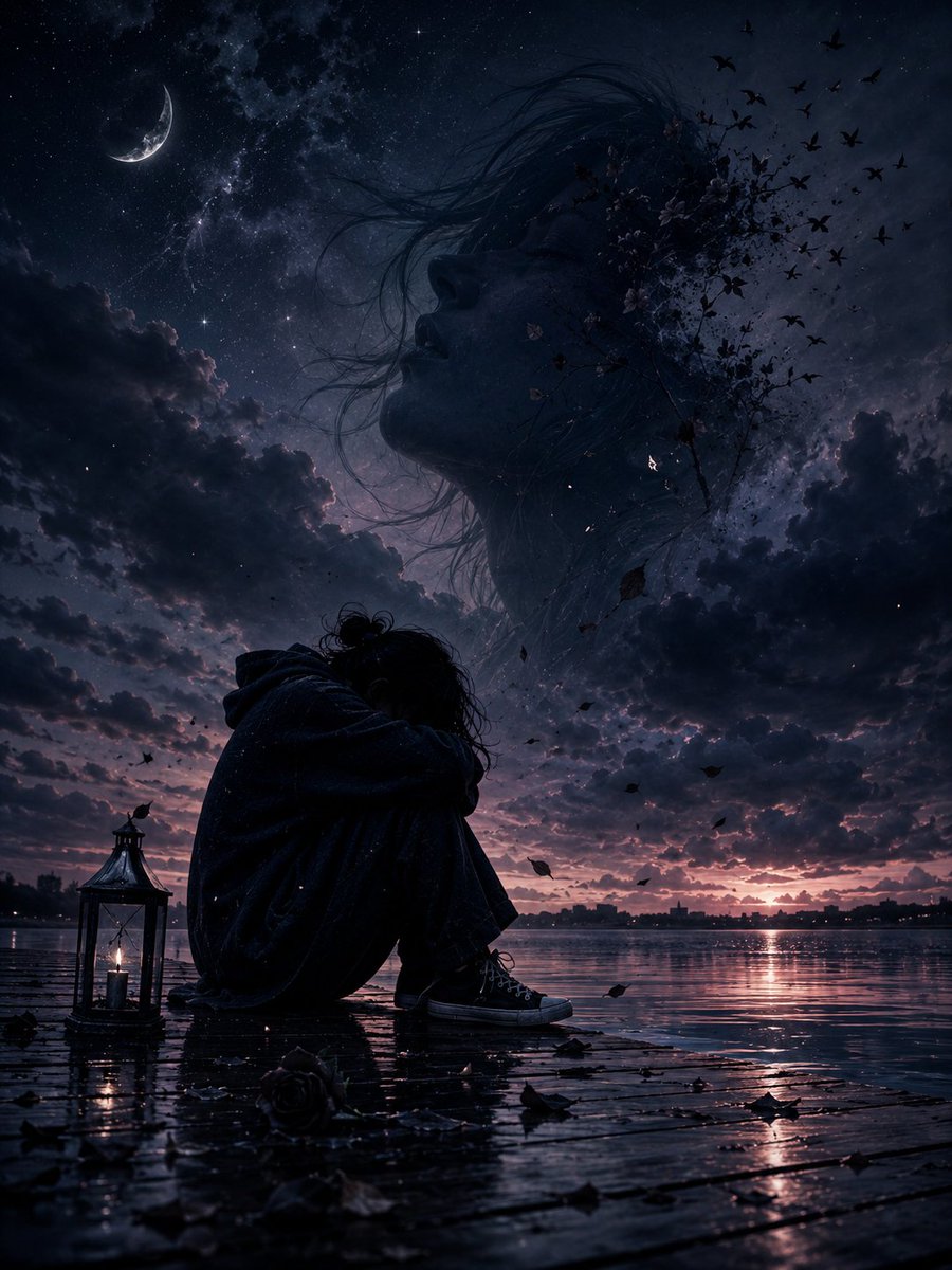 DaniLu364354206's tweet photo. Loneliness learned my name
long before I learned how to carry it.
It made a home within my silence,
filling every corner once occupied by dreams.

There is a kind of exhaustion that sleep cannot heal,
one that hides behind the eyes
and turns days into impossible mountains,
and nights into shoreless oceans.

My mind runs without rest,
chasing memories, mistakes, and questions
that never found their answers.
And my body, a loyal companion in this war,
moves forward beneath the weight of invisible storms.

Sometimes I wish I could become the wind,
dissolve among the clouds,
and fade into the horizon
where no one can hear my thoughts.

I seek no glory, no tears, no farewells.
I only long for the silence of a place
where pain has no name
and where time no longer hurts.

Yet, in the middle of the darkness,
when everything seems to be falling apart,
a small light remains hidden among the ruins,
as faint as a distant star,
but enough to remind me
that even the longest night
will someday end.