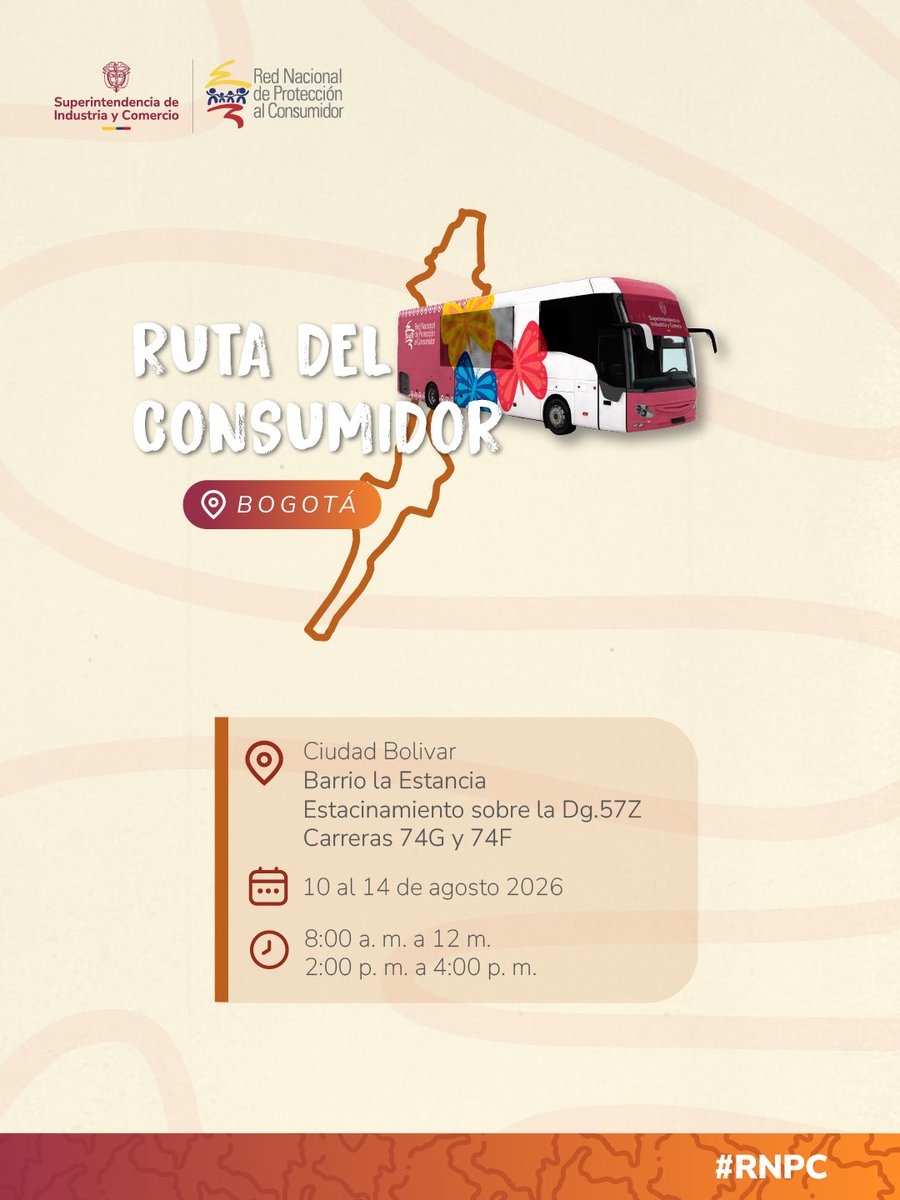 sicsuper's tweet photo. La Ruta del Consumidor de la #RNPC estará la próxima semana en Bogotá y en el departamento de Tolima.
Acércate, recibe orientación gratuita y conoce tus derechos como consumidor de bienes y servicios.
Te esperamos. https://t.co/M8F2rsfgQa
