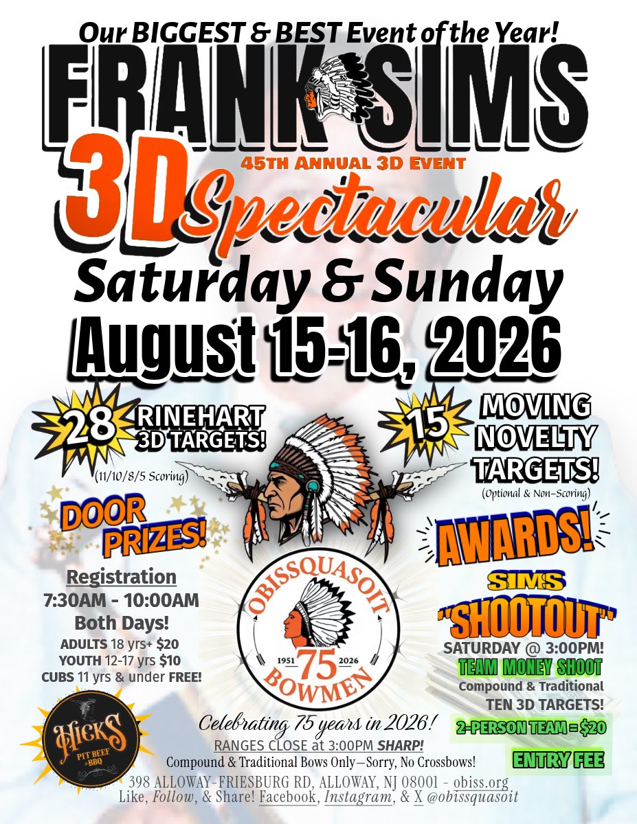 obissquasoit's tweet photo. Less than a week away from our BIGGEST &amp; BEST event of the year, our Frank Sims “3D Spectacular”! 

This event is not only our 45th Annual 3D event, it is also the 75th Anniversary of the founding of our club! Won’t you com’on out and celebrate with us? 

https://t.co/gckv2YLS5D https://t.co/yb9lGXXUpf