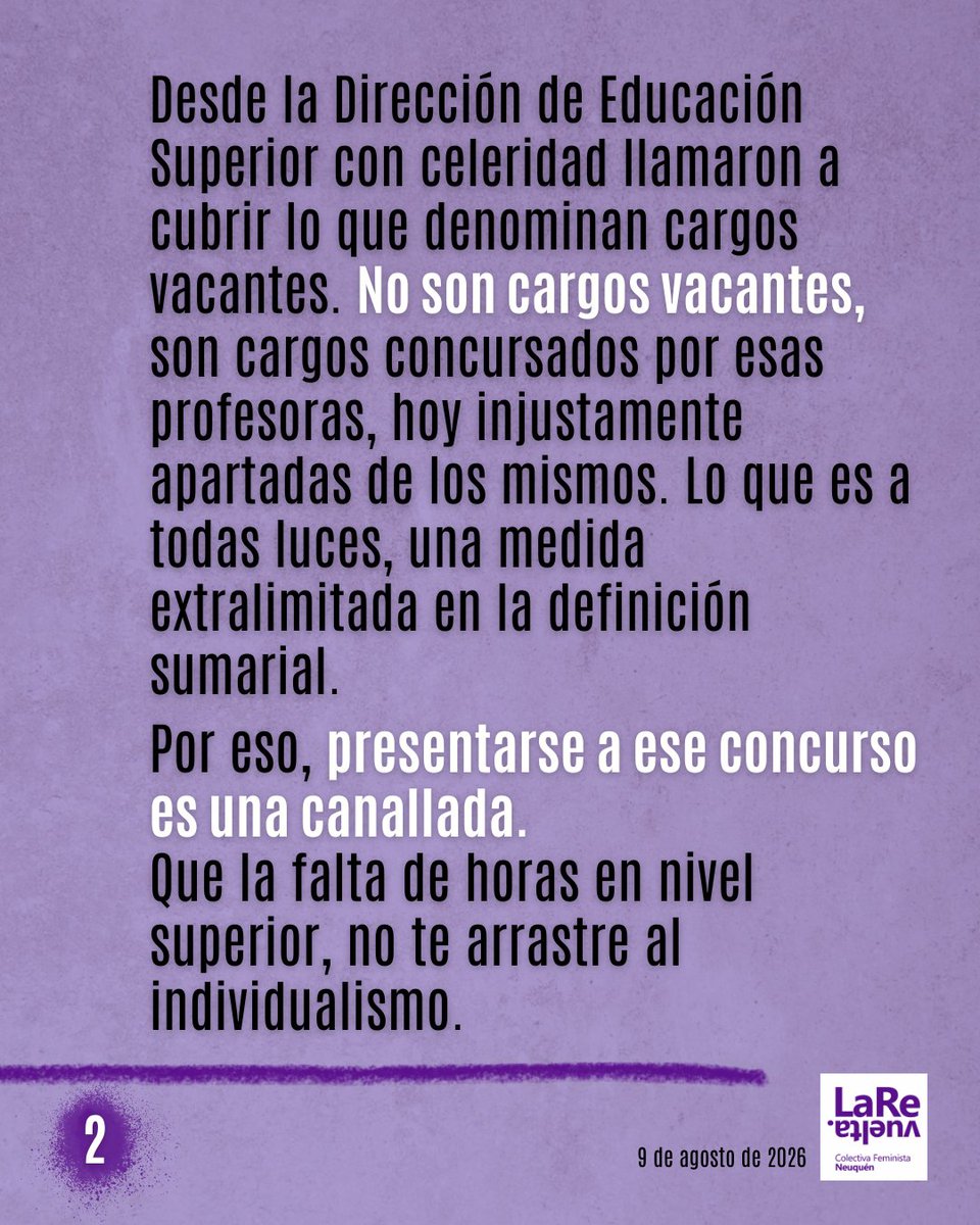 LaRevuelta_ok's tweet photo. 💜Sumate al abrazo a las cuatro compañeras docentes y consejeras del Instituto de Formación Docente Continua de Villa Regina (Río Negro), sumariadas y separadas de sus cargos docentes por defender los derechos laborales de quienes se desempeñan en la formación docente. 💜 https://t.co/DskG24HtfY