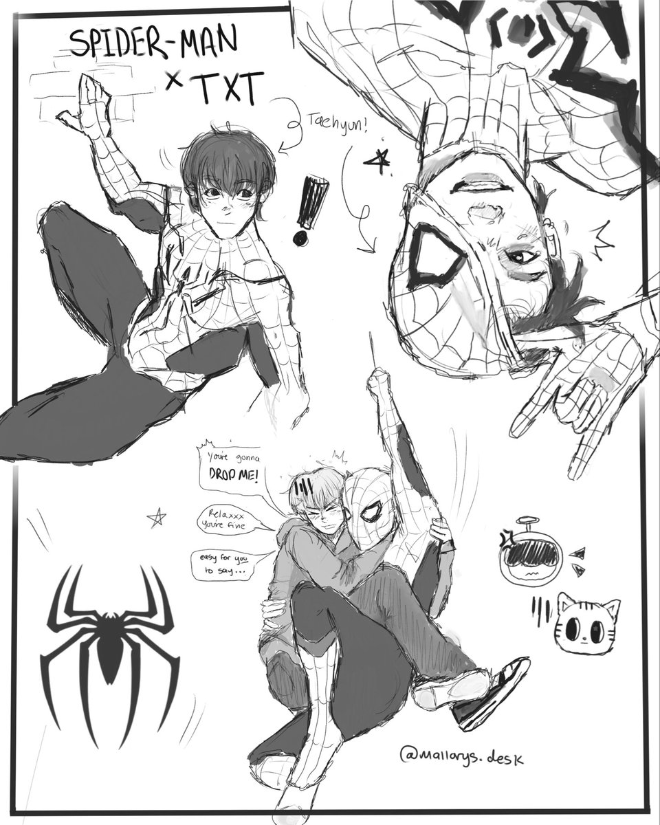 Mallorysdesk's tweet photo. spidey taehyun sketches!! (+tyunning)
.
#spiderman #txt #kpop #fanartㅤ https://t.co/hiQEWkE4AG