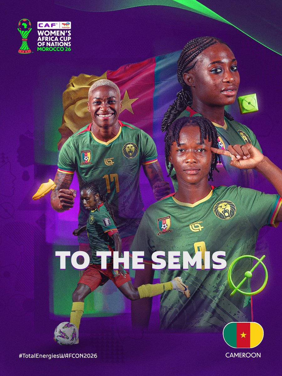 AfricaFactsZone's tweet photo. Cameroon defeat defending champions, Nigeria's Super Falcons to advance to the Semi Finals of the 2026 WAFCON.

This is one of the biggest upsets in WAFCON history. https://t.co/f9PhVOVZHG