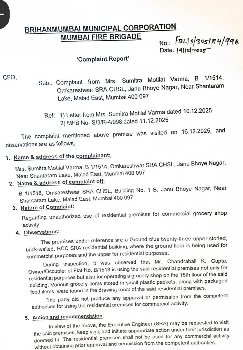 SandeepV20849's tweet photo. मी सुमित्रा मोतीलाल वर्मा — 2024 पासून वारंवार लेखीत तक्रार केली: मालाड पूर्व, ओमकारेश्वर SRA (15 व्या मंजिलावर) B‑1/1518 -चंद्रबली के गुप्ता  जनरल स्टोअर अनधिकृत समान विक्रेता रात्री उपरात्री दुकान चालू अस्ते . मुंबई पोलीस, BMC, SRA चे प्रधिकृत अधिकारी(श्री सुनील शिंदे, व्यवस्थापक :श्री नरेश तावडे) अजूनही कोणतीही ठोस कारवाई झाली नाही? अनधिकृत सामान विक्रेता दुकानावर कारवाई करण्याबाबत मी विनंती केलेली आहे. @MumbaiPolice @mybmc @SRA_Mumbai #मलाड
