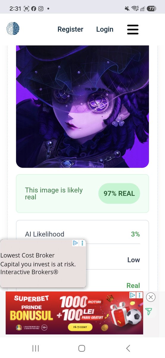 Selieruart's tweet photo. @MilosTrawmaw @Wolf444829 @Zerofoku @GameIdentityV You can see the brush strokes on the icons also it is the same program the commission used for testing whether my bachelor's degree was done using ai or not so it is pretty much accurate. https://t.co/NQvTE1n1W1