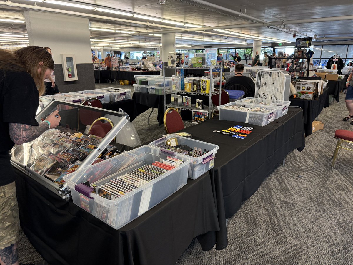 JSniperton's tweet photo. Theo and I did our first ever vending event yesterday at Sidequest Expo. We are exhausted, but had a ton of fun! Everyone was super kind, we loved seeing so many smiles.

And Theo is stoked to add another CRT to the collection. 😊 https://t.co/8d5Lt0KbgS