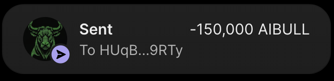 AIBULLx's tweet photo. @Ikanasin_13 Check wallet 🫡 https://t.co/FTZ1C1Rfsb