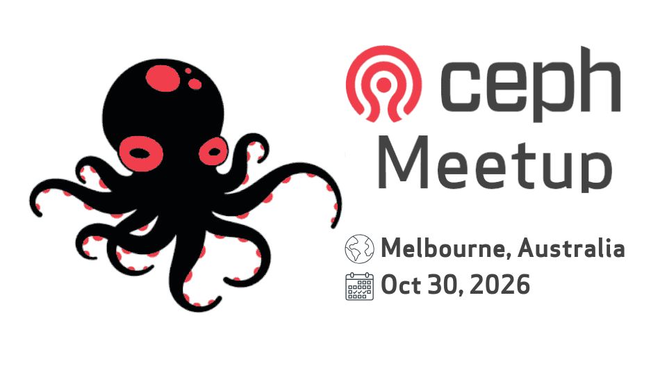 Ceph's tweet photo. ๐ข #CephMeetup Melbourne 2026: CFP opens on Mon, Aug 10, and closes on Fri, Sept 11.
Have a #Ceph story, project, or lesson learned? Submit a talk to share with the #CephCommunity.
๐: https://t.co/ICIkDAtuTD
#OpenSource https://t.co/AtMKRLD8yt