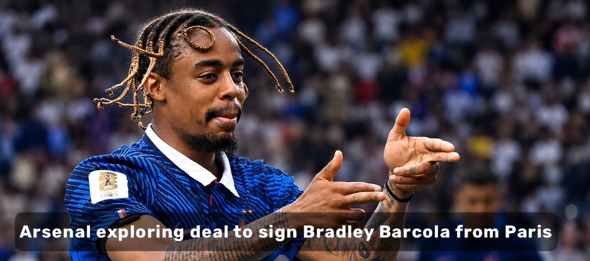 David_Onrnstein's tweet photo. 🚨EXCLUSIVE: Arsenal exploring deal to sign Bradley Barcola from PSG. 23 yr old Informed his representatives of his decision to join Arsenal. Liverpool also Informed and now out of the race #AFC will now accelerate pursuits after 23 yr old gave full priority. @TheAthleticsFC https://t.co/EbxdFEgy8C