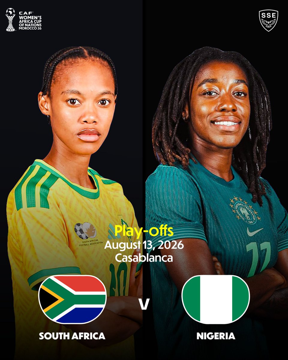 SSE_NGA's tweet photo. Nigeria face South Africa on Thursday for a place in the FIFA Women’s World Cup inter-confederation play-offs tournament. 🇳🇬⚔️🇿🇦
#WAFCON2026 https://t.co/3OCNBcrRSz