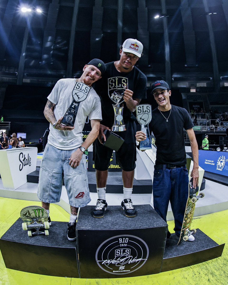 StreetLeague's tweet photo. The Men’s #SLSRio Podium 🏆 Y’all did your thing out there 😤

[ Rewatch #SLSRio NOW on our YouTube ] https://t.co/htay4FnTBB